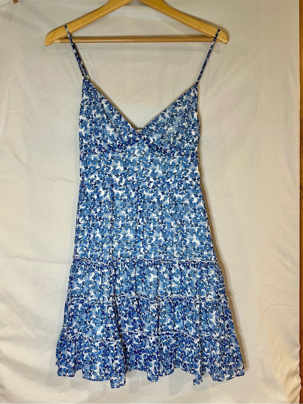 RUSH WEEK DRESS Blue Floral Mini Dress with Spaghetti Straps